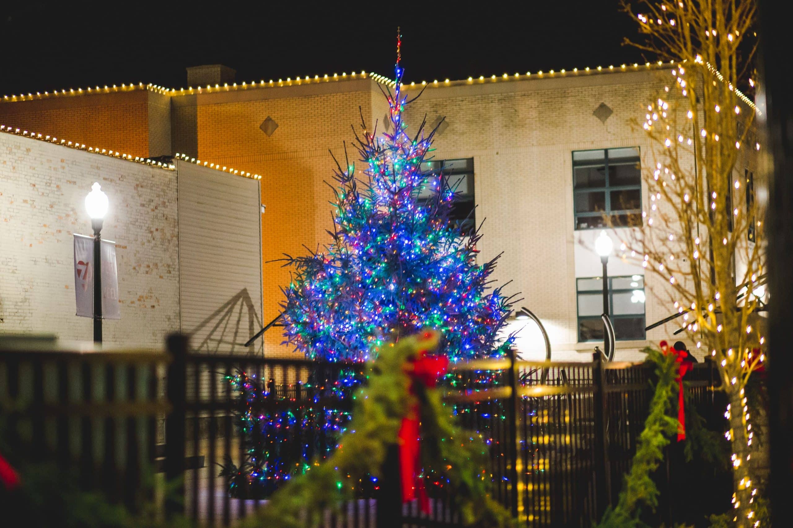 downtown zeeland christmas tree lit up